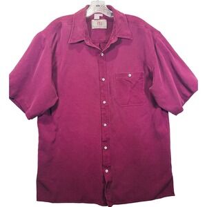 The Territory Ahead Mens XL Burgundy 100% Silk Waffle Weave Short Sleeve Shirt